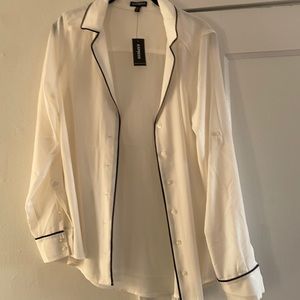 Express sheer cream button down